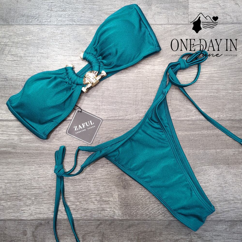 Zaful Bandeau Tie Side Bikini Swimsuit Size S